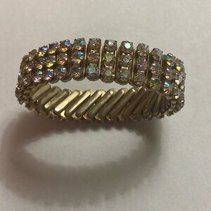 1950’s/1960’s Goldtone and Rainbow Rhinestones Sweetheart Expandable Bracelet